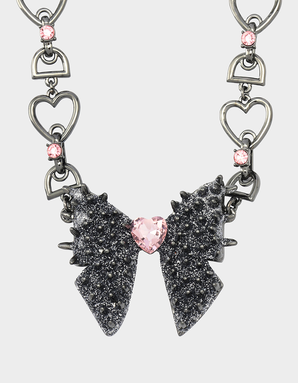 SPIKY BOW SHORT PENDANT PINK - Image 2