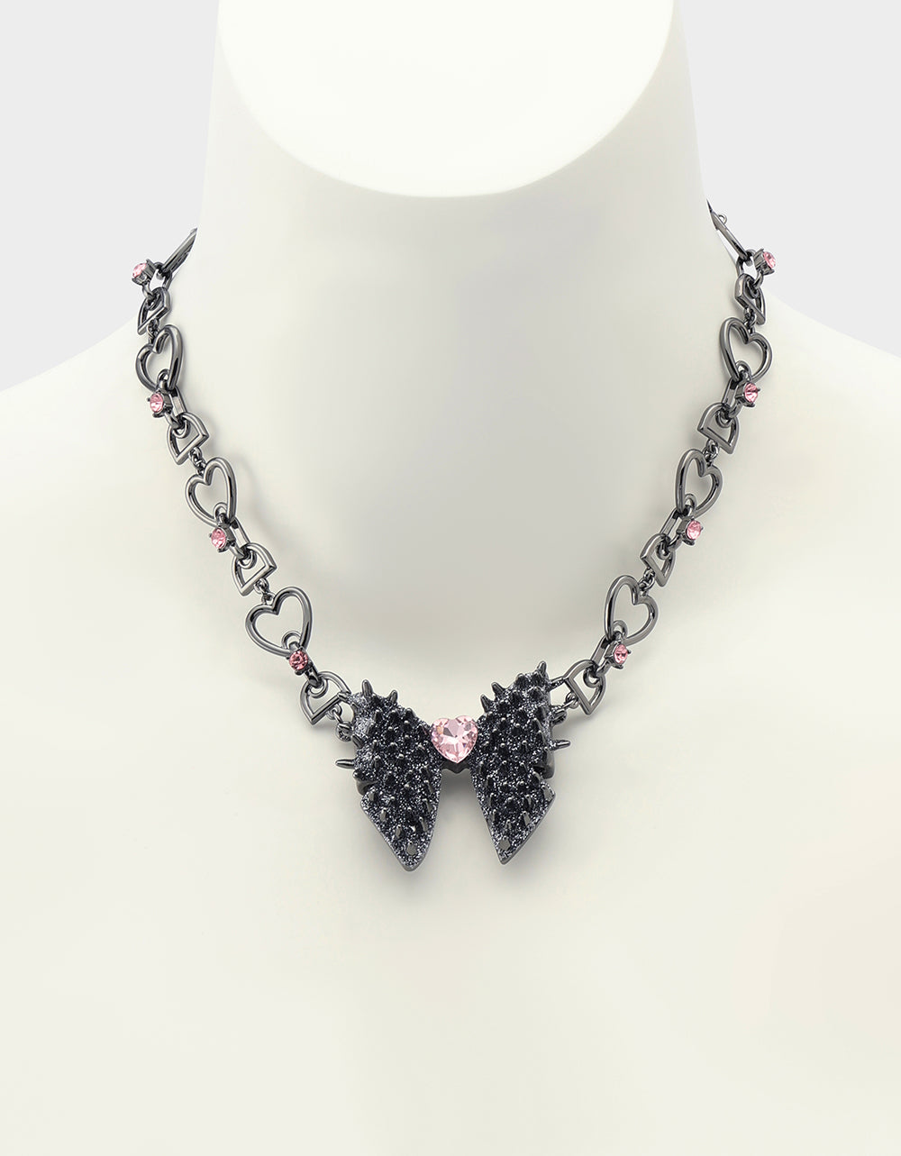 SPIKY BOW SHORT PENDANT PINK - Image 4