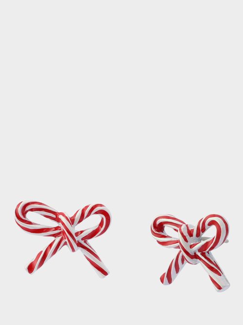 CANDY CANE BOW STUD EARRINGS RED