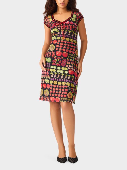 BETSEY'S FRUIT DRESS BLACK MULTI