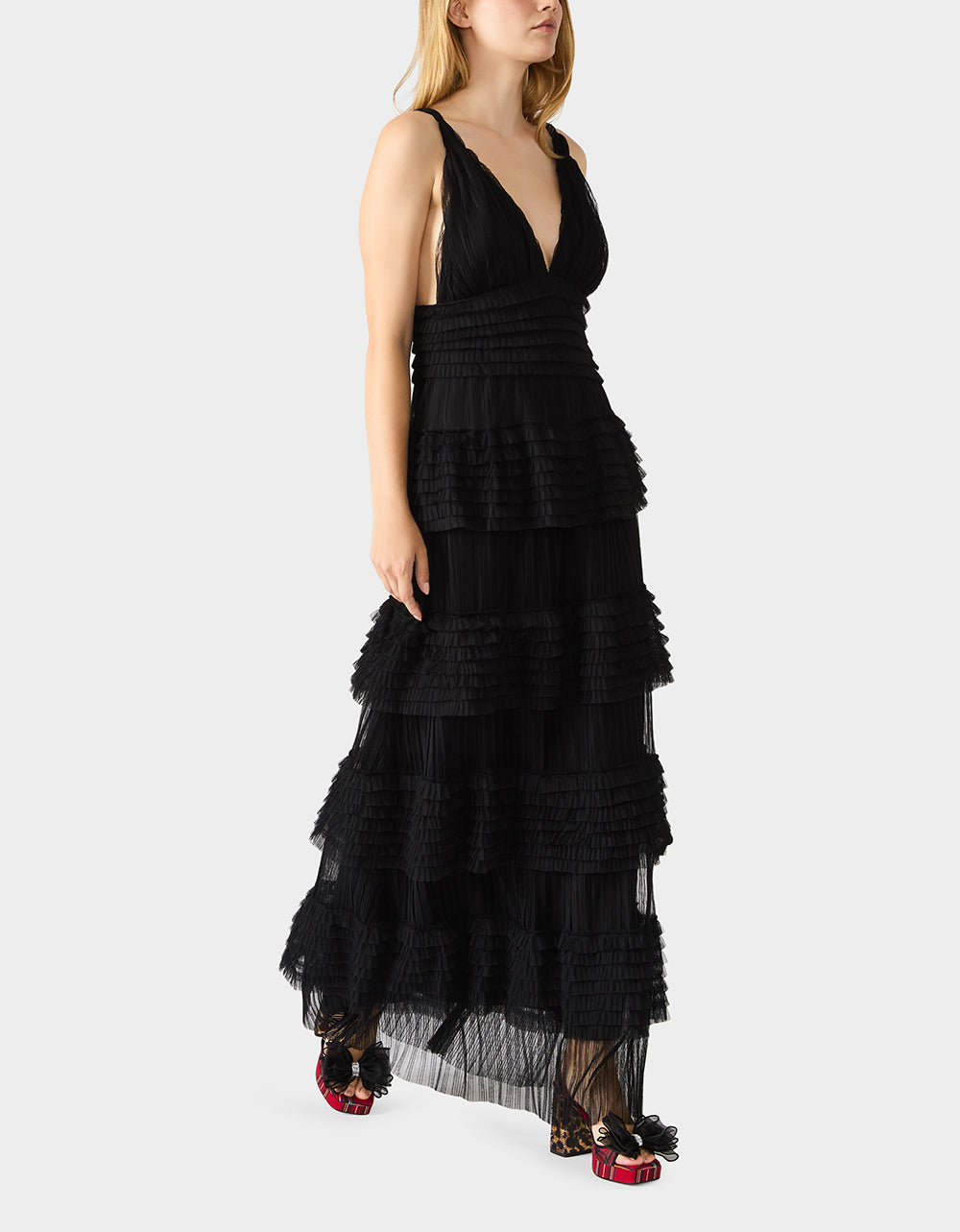 TIERED TULLE GOWN BLACK - Image 6