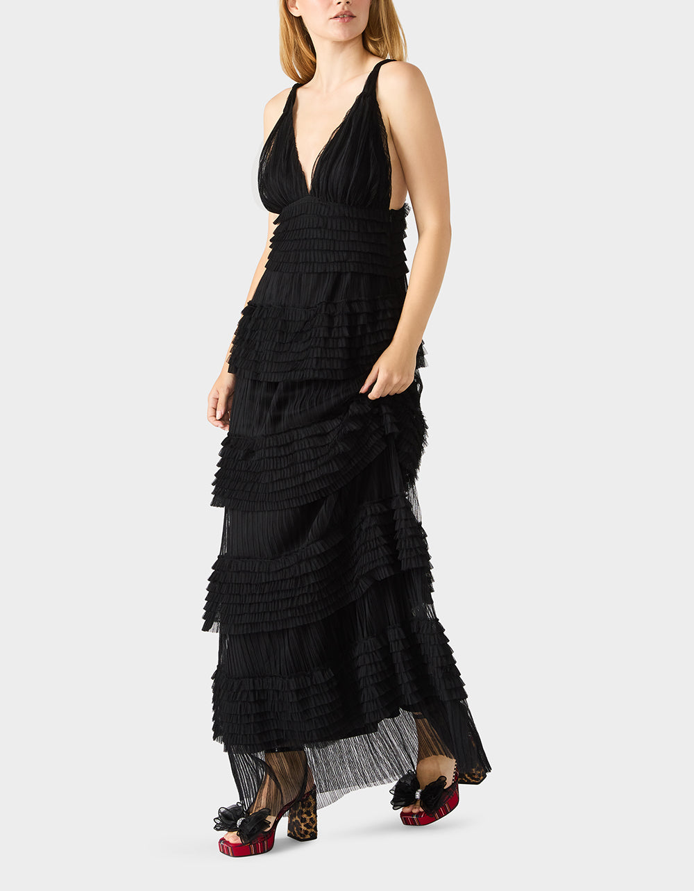 TIERED TULLE GOWN BLACK - Image 7